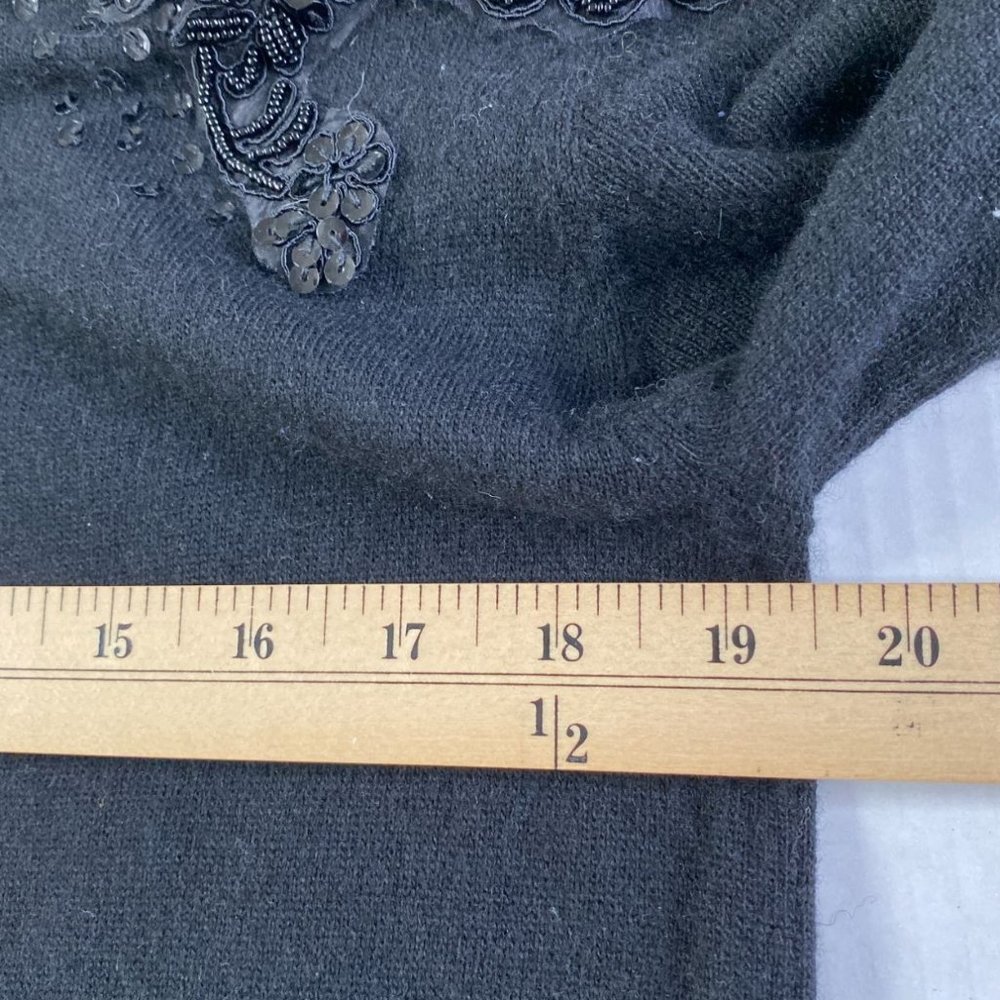 Bailey 44 Black Embellished Knit Sweater M Wool/Cashmere Blend Party Dinner Rave - Picture 9 of 11